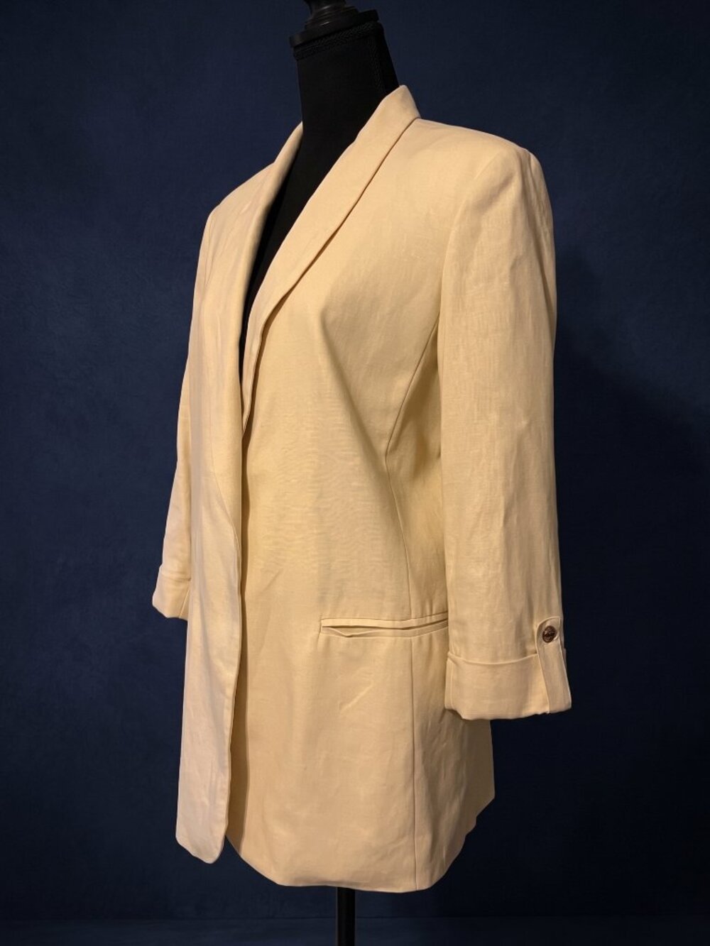 Anne Klein LINEN Cream Shawl-Collar Open-Front FULLY LINED Blazer